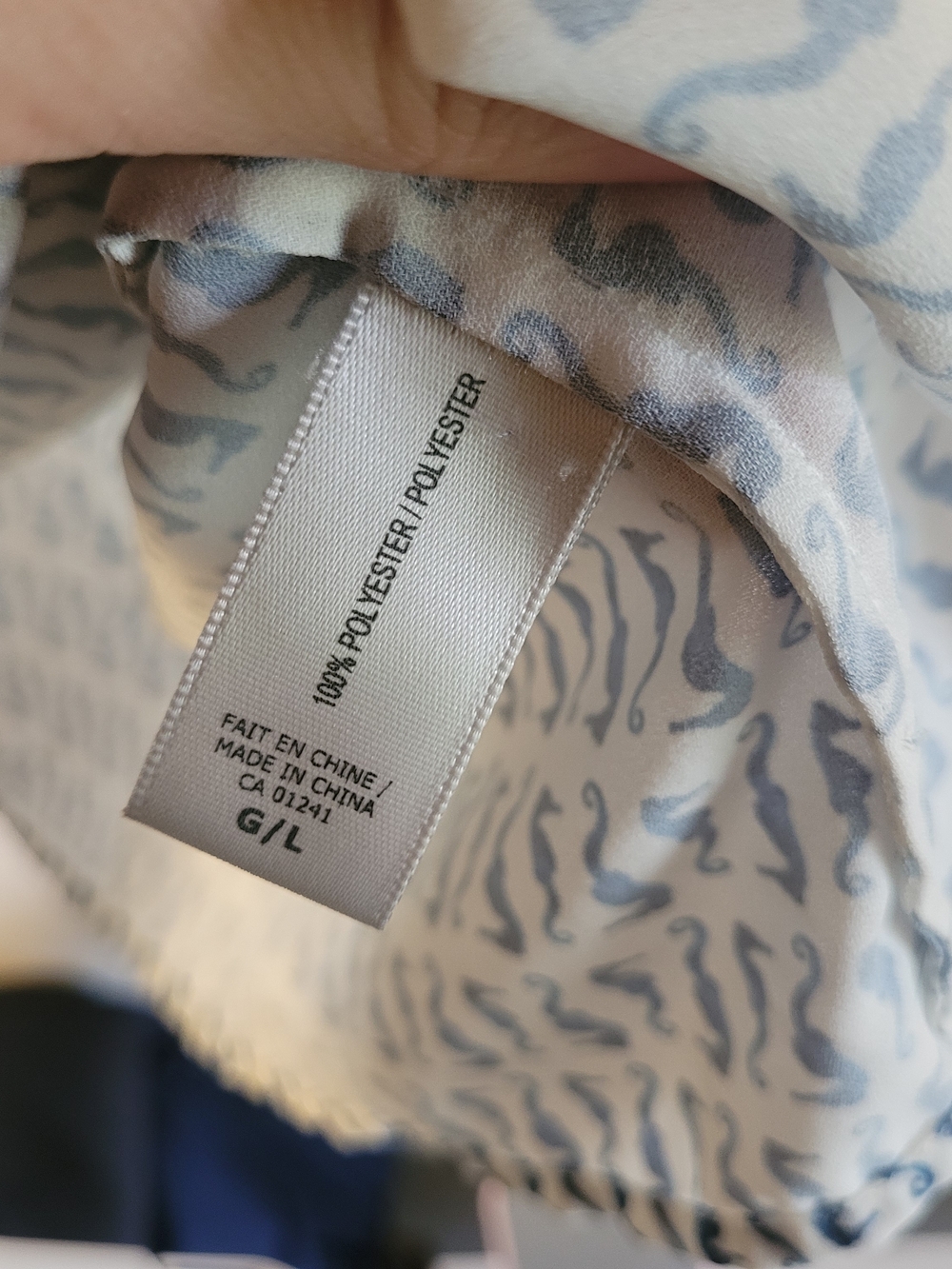 Contemporaine Simons Nautical Seahorse Blouse Blue White L - Picture 4 of 6
